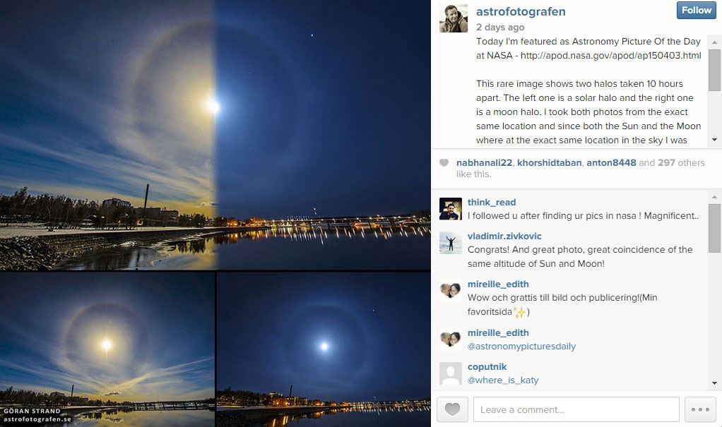 Illustration for article titled Ilyen egy fénygyűrű a Nap és a Hold körül