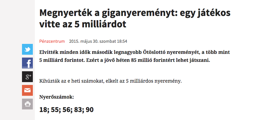 Percekkel a húzás előtt megírták az ötmilliárdos lottószámokat