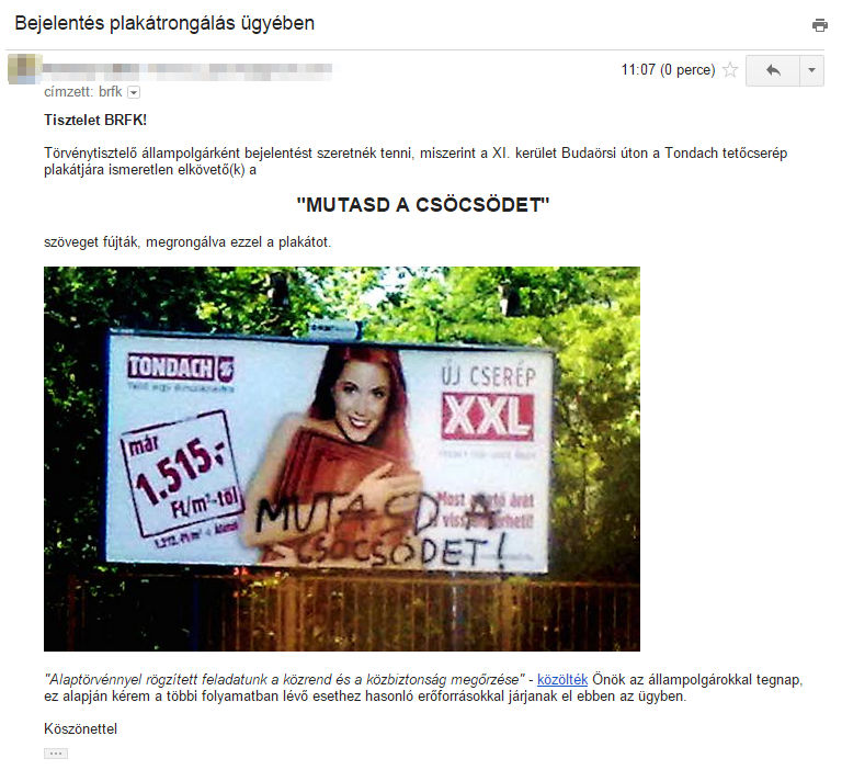 Bejelentést tettek a régi csöcsös plakátom miatt a rendőrségnél