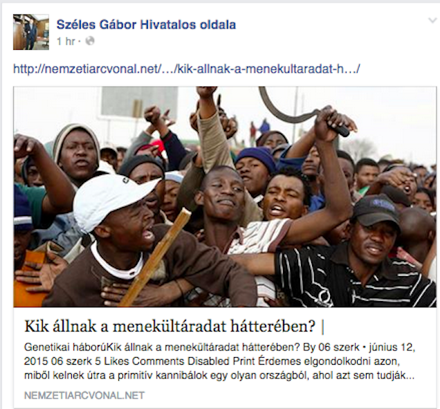 Primitív kannibálokról posztolt újságcikket Széles Gábor