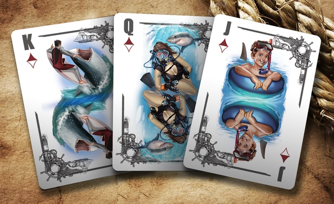 Illustration for article titled Véres, de gyönyörű kártyapaklit készítettek a Cápa tiszteletére