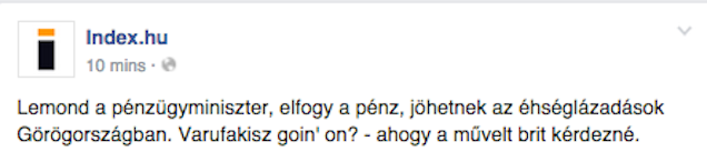 Az Index továbbra is jót nevet, a Varufakisz = What the fuck poénon