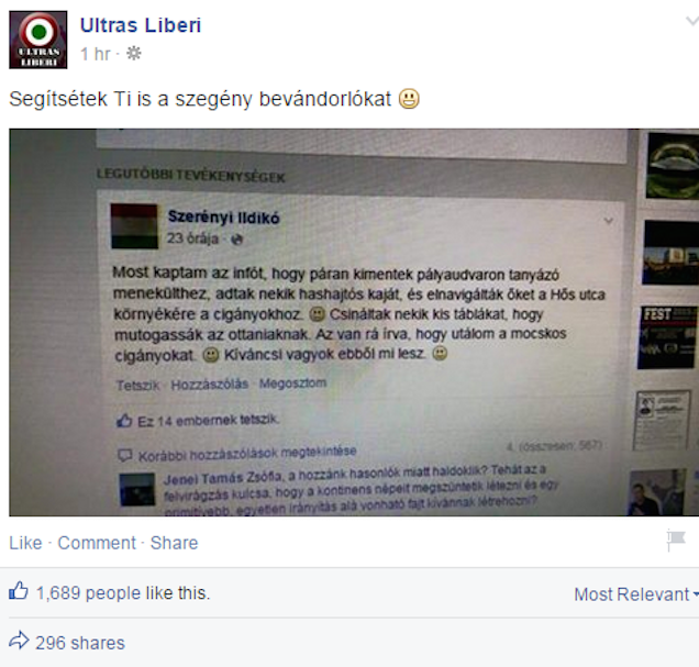 Eltűnt az Ultras Liberi a Facebookról