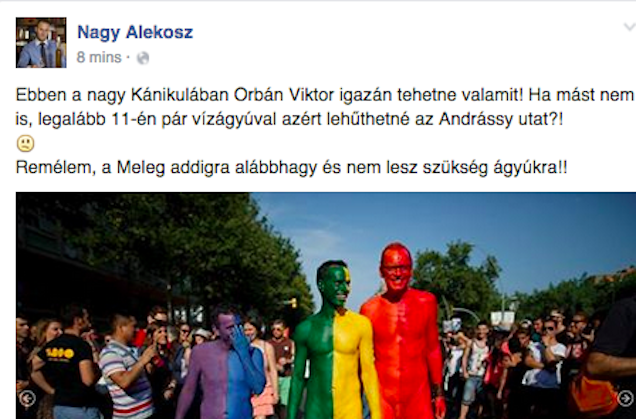 Orbánnal vízágyúztatná a melegfelvonulást Alekosz