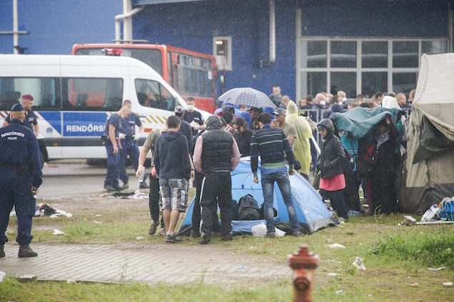 Könnygázt használtak a rendőrök a röszkei menekülttáborban