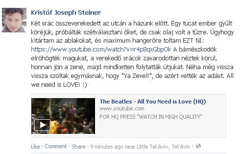 Bunyó Izraelben, Steiner Kristóf békét teremt