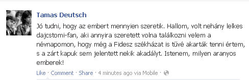 Deutsch Tomi köszöni a köszöntést