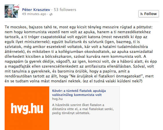 Mocskos tahó, közös drogozás: tomboló értelmiségi apukák gyalázzák Kövér Lászlót, szerencsére igazi kocsmai stílusban