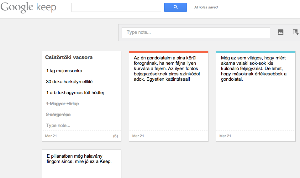 Itt a vadiúj Google-szolgáltatás, a Keep. Lehet jegyzetelni! De mi a ráknak?