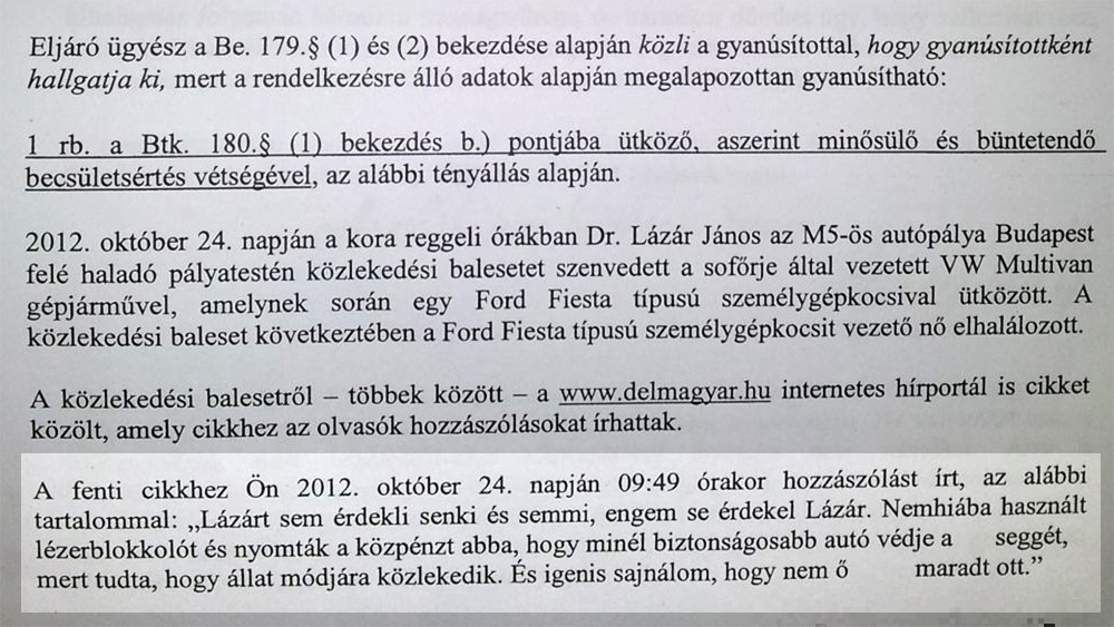 Exkluzív: Lázár János feljelentette a kommentelőt egy teljesen átlagos hozzászólás miatt
