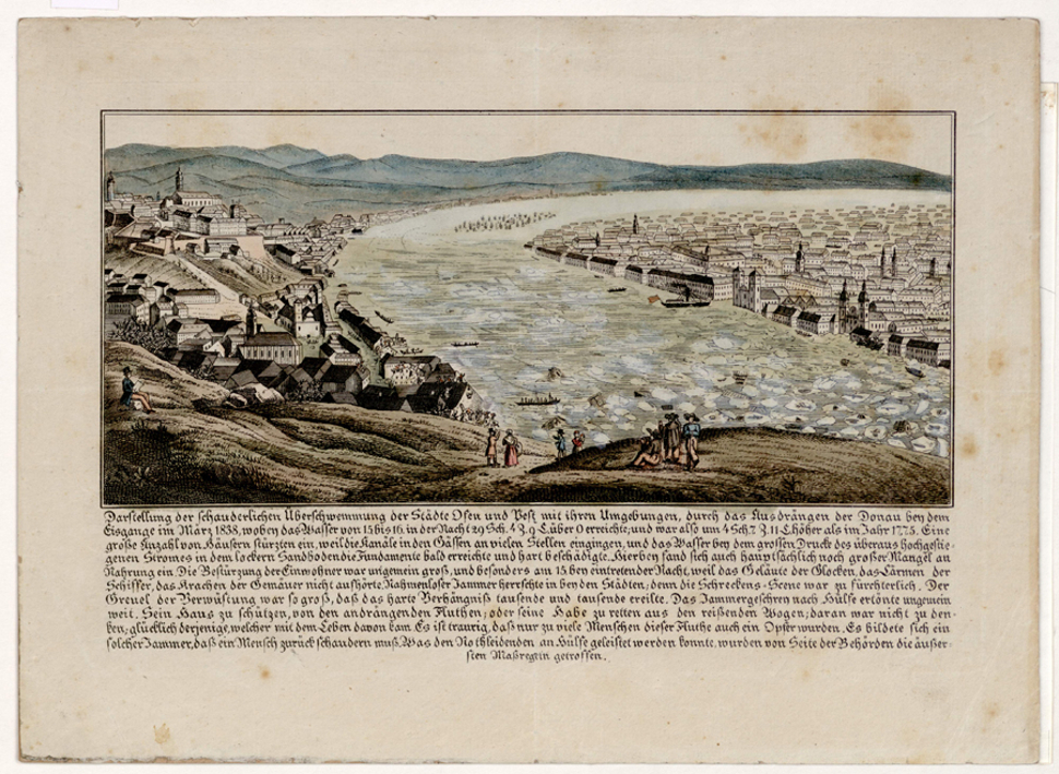Árvíz a Gellért-hegyről nézve, egy 175 éves képen