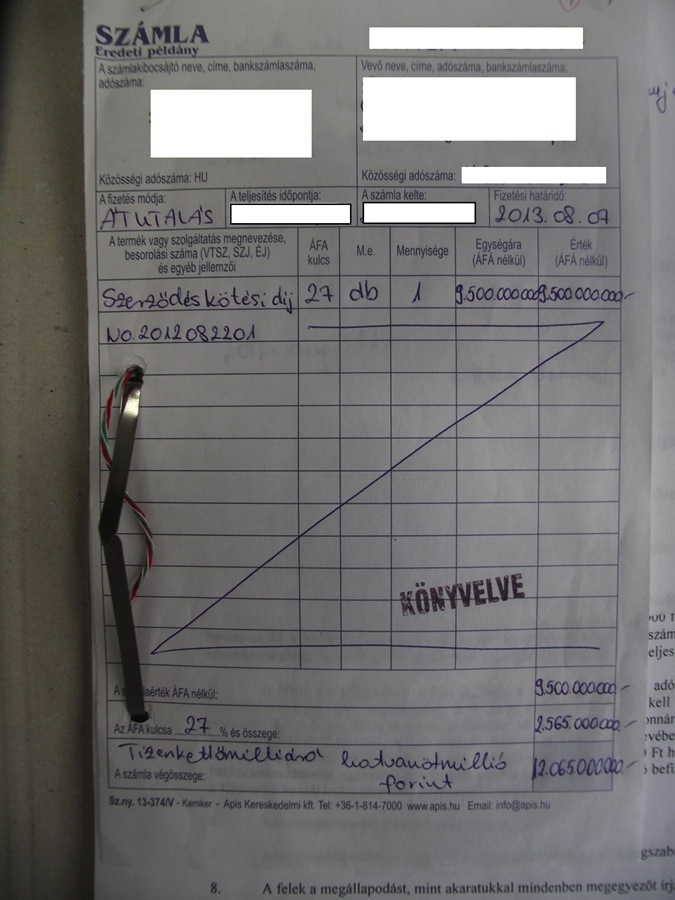 Ezzel a kézzel körmölt 12 milliárdos számlával csaltak volna áfát