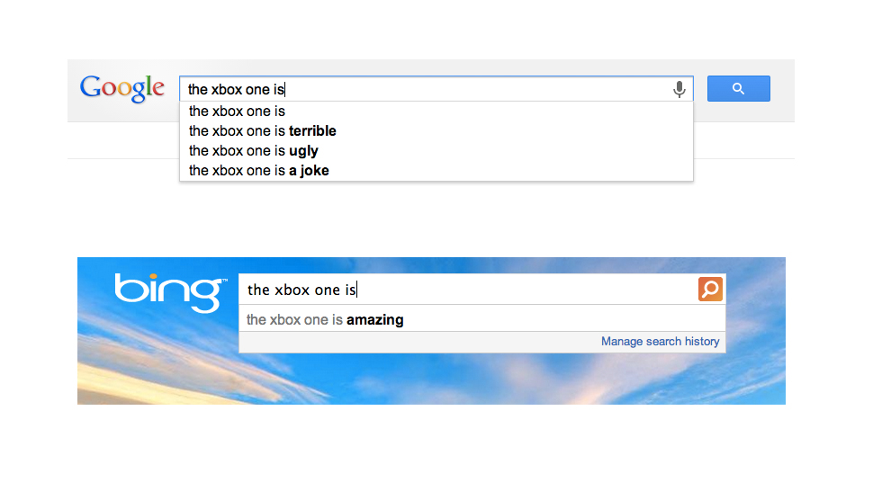 Mi a különbség a Bing és a Google között? Ennél beszédesebb ábra nincs