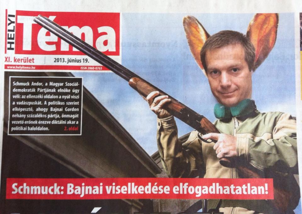 A heti címlapversenyt a Helyi Téma nyerte a nyulasított Bajnaival