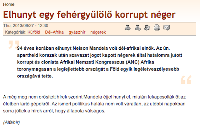 Akármennyire is akarják a magyar nácik, Mandela még nem halt meg