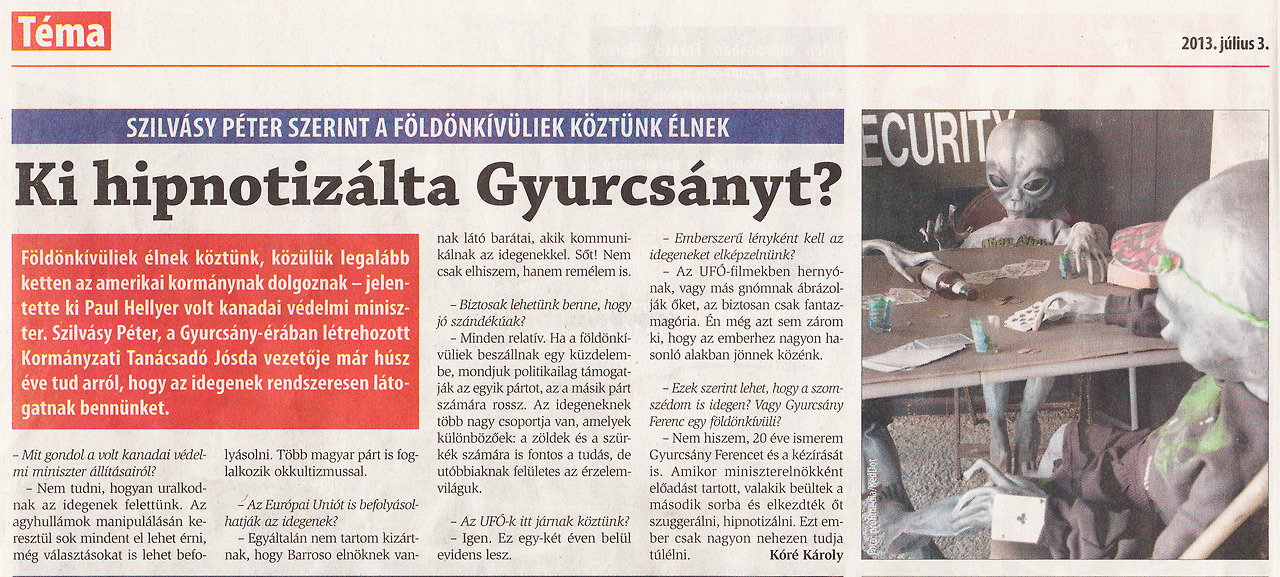 Illustration for article titled Az évtized Gyurcsány/UFO cikkét közölte le ma a Helyi Téma