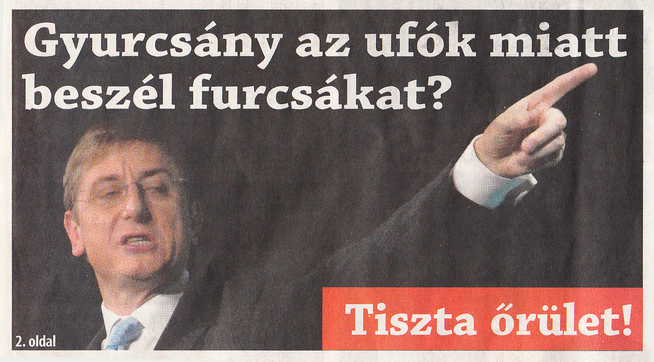 Az évtized Gyurcsány/UFO cikkét közölte le ma a Helyi Téma