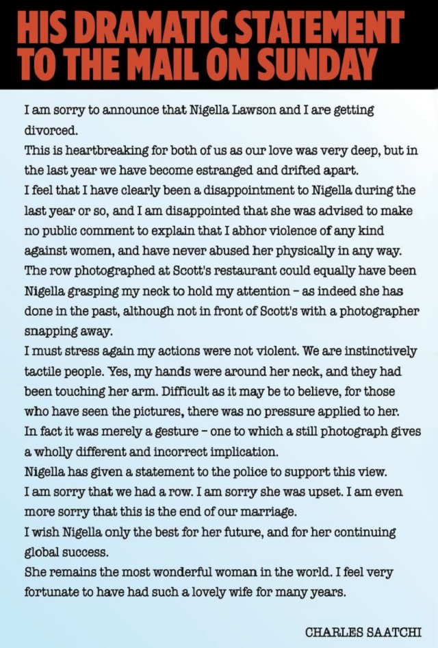 Nigella Lawsont otthagyja a fojtogatós férje