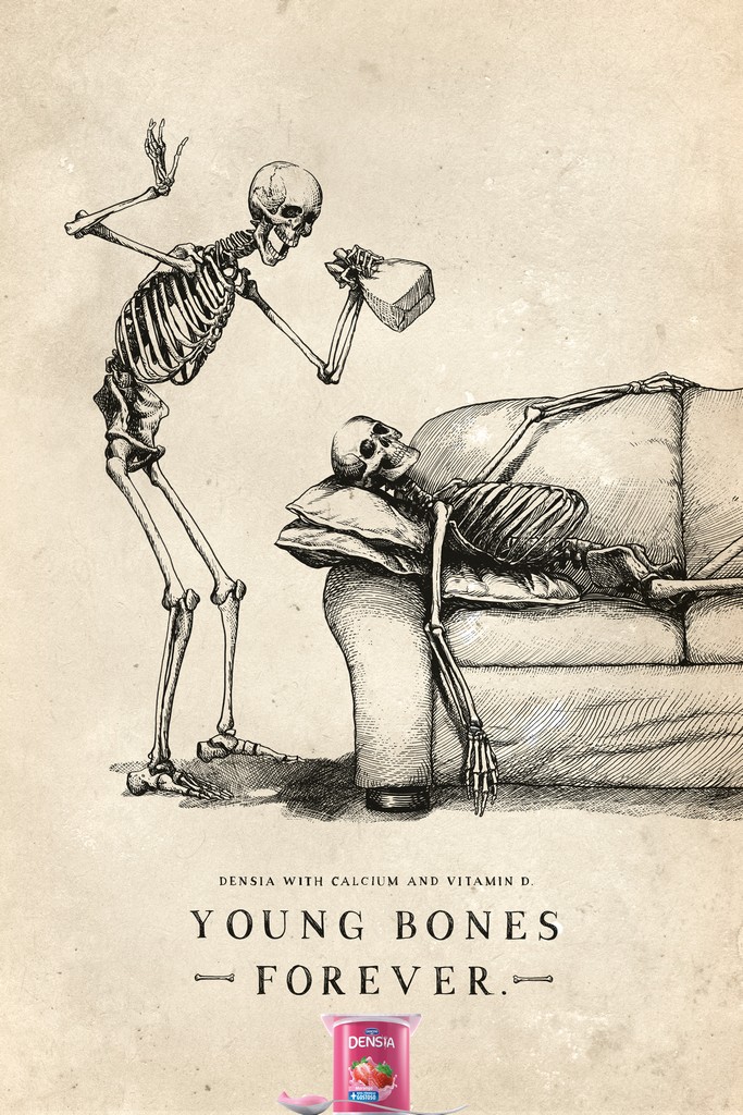 Illustration for article titled Fingó csontvázzal reklámozzák a Danone joghurtját