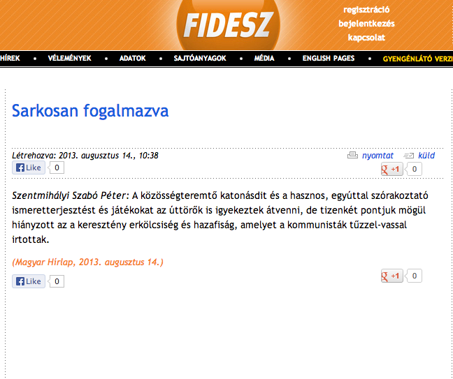 Misztikus jelenségek a Fidesz weboldalán