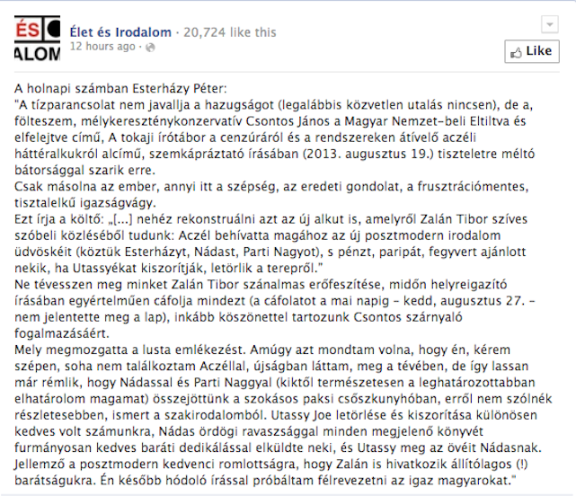 Illustration for article titled Esterházy: Csontos János szarik a Tízparancsolatra