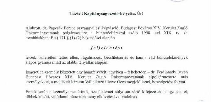 Papcsák Ferenc feljelentést tett a kiszivárgott hangfelvétel miatt