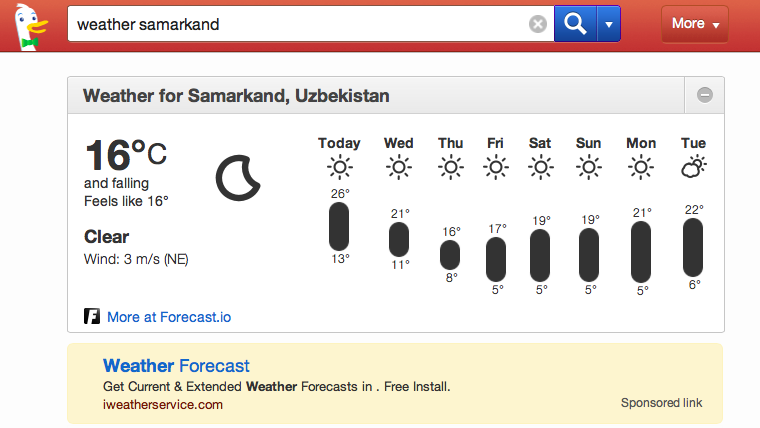 A legjobb időjárás-jelentésre váltott az anonim kereső