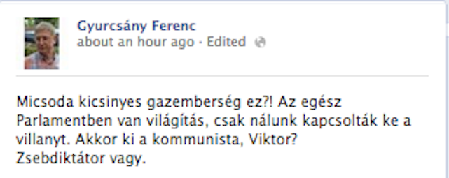 Lekapcsolták a villanyt a Parlamentben Gyurcsányéknál
