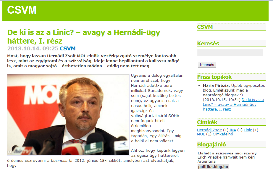 Pikk-pakk Index-címlapra került a Hernádit védő, KDNP-közeli blogposzt