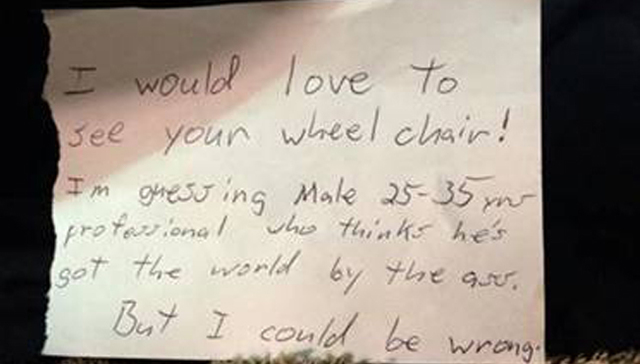 Illustration for article titled Görény üzenetet kapott a BMW-vel rokkant helyen parkoló kerekesszékes