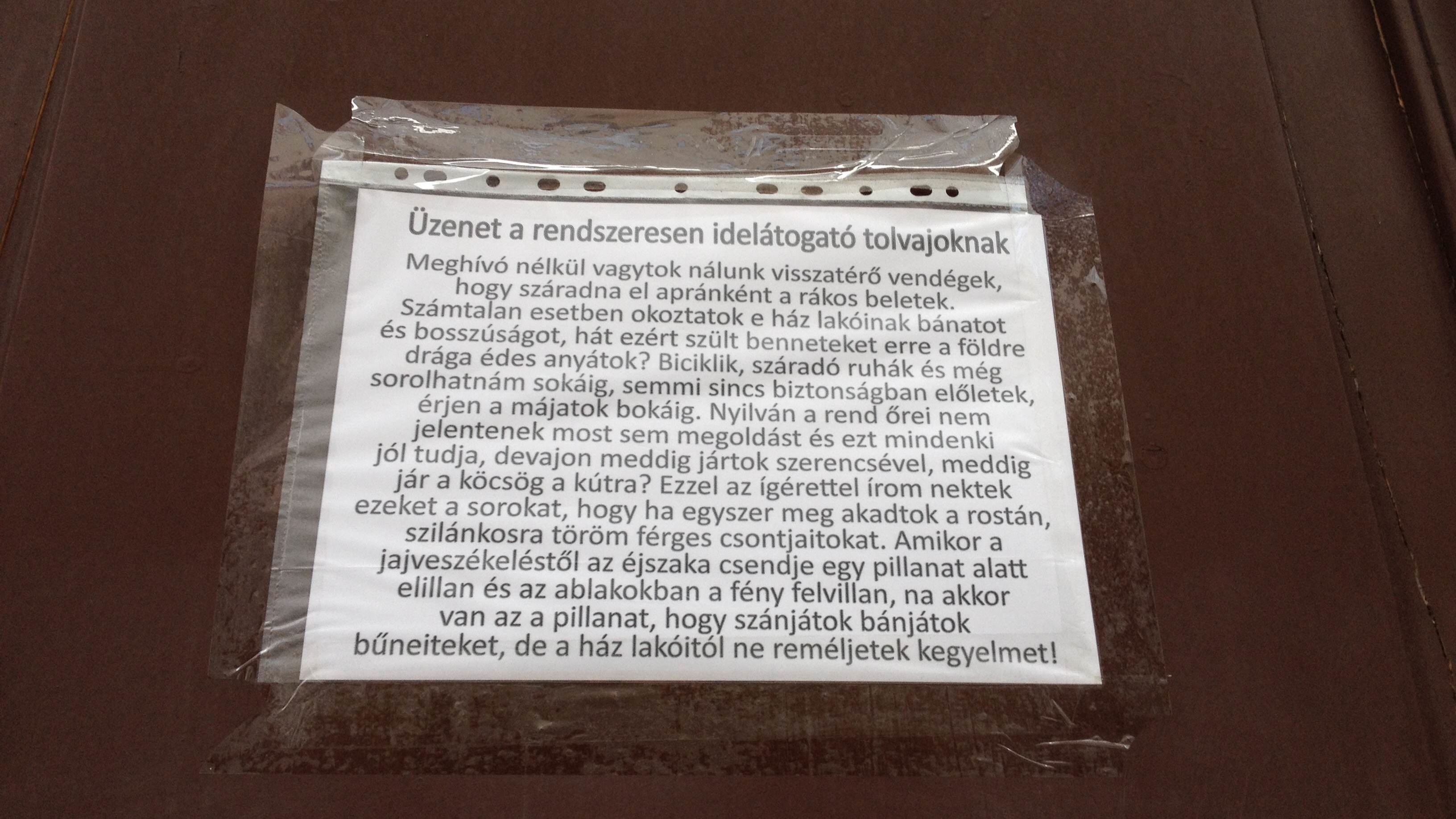 Ennél költőibb tolvajkergető üzenet ma már nem lesz