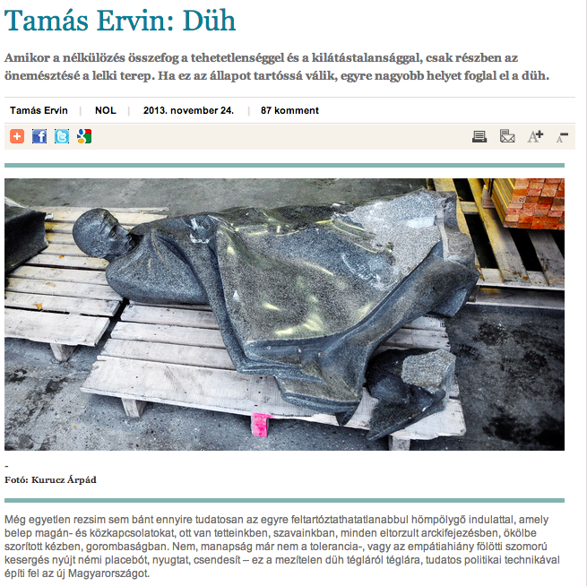 Már a Radnóti-szoborral illusztrálja a Népszabadság a Fidesz bűneit