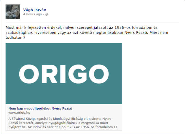 Vágó István a Nagy Imre kivégzésére szavazó Nyers Rezsőt védi