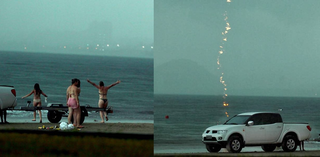 Villám csapott a turistába a tengerparton, a fotós mindent megörökített