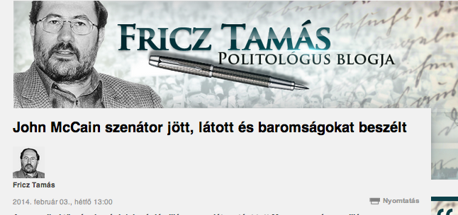 Fricz Tamás McCainnek: Ez neked szenátorkodás? (frissítve)