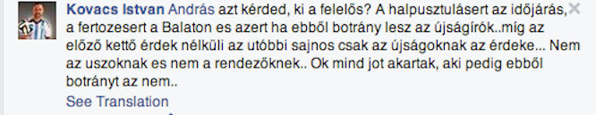 Kovács Kokó rátámadt a balatoni úszóversenyről cikkező újságíróra