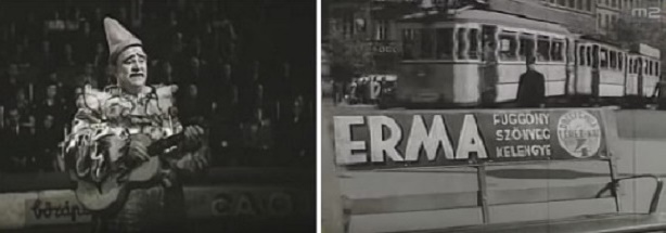 Reklámok: 1. Szerelmi láz c. filmben a cirkuszban bőrápolás - Caola. 2. A Hat hét boldogság c. filmben lakástextil reklám az utcai padon.