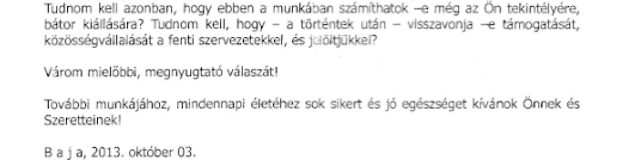 Ebben a levélben térdepeltette kukoricára Zsigó a bajai nemfideszeseket