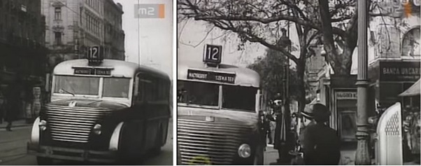 A hat hét boldogság c. filmben a 12-es busz 1939-ből. Még baloldalt közlekedik. Egyik végállomása a Széna tér volt, a másikat nem tudtam elolvasni.