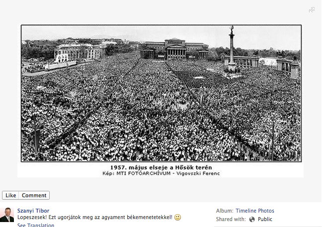 Szanyi Kapitány az 56-os forradalom leverésével büszkélkedik az fb-n?