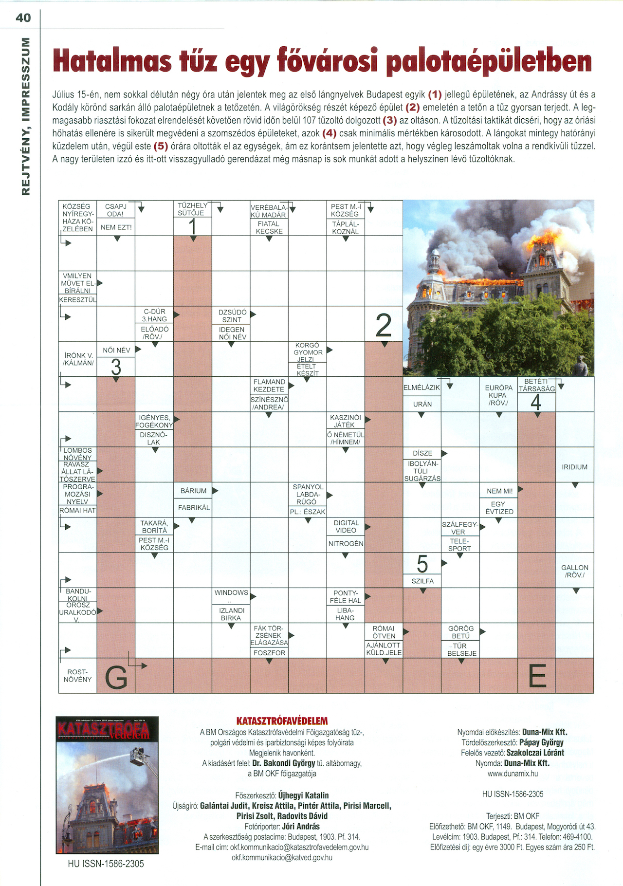 Csodás keresztrejtvénybe foglalták az Andrássy úti tűzoltók hősiességét