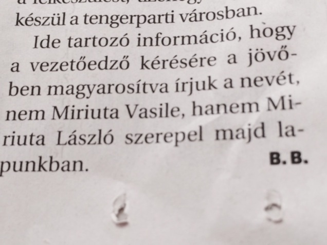 Miriuta újra Laci lett