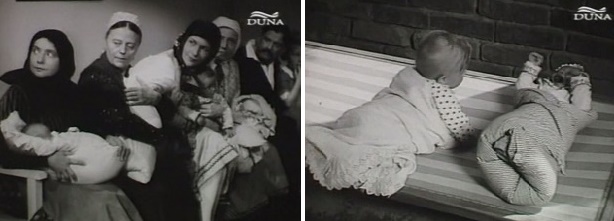 1. Tanácsadásra váró asszonyok. 2. Gúzsba kötött kisdedek. - jelenetek a filmből
