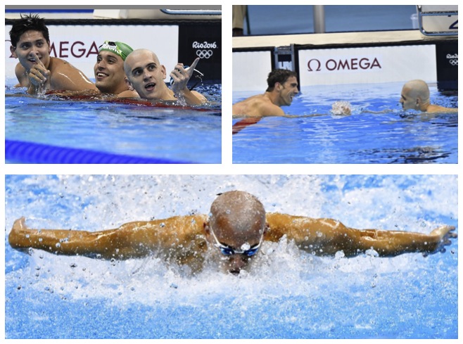 Illustration for article titled Ilyen nincs! A hármas holtttverseny a 100 méteres férfi pillangón Rióban!