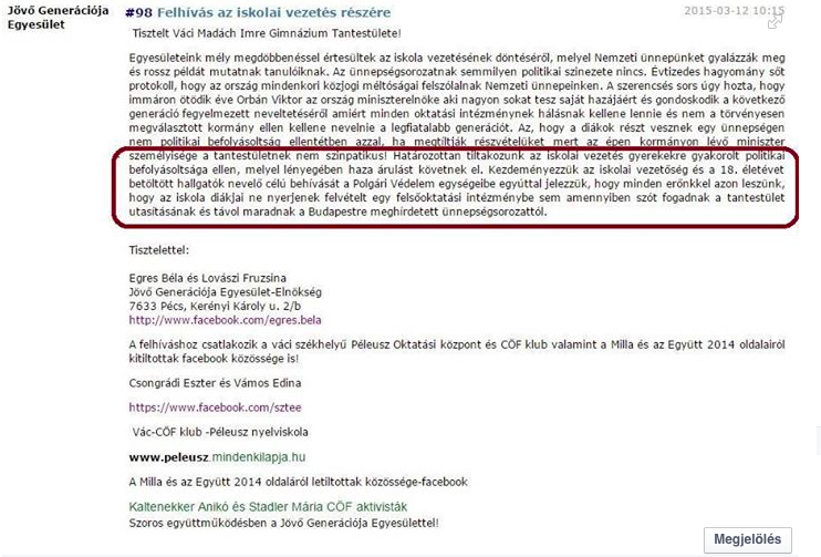 A váci gimnázium oktatói haza árulást követtek el