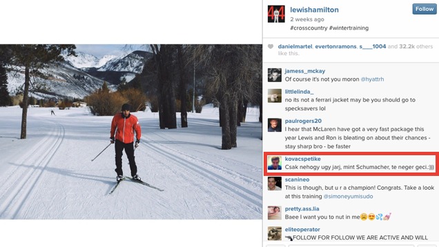 Így kommentel a magyar Lewis Hamilton fotójára