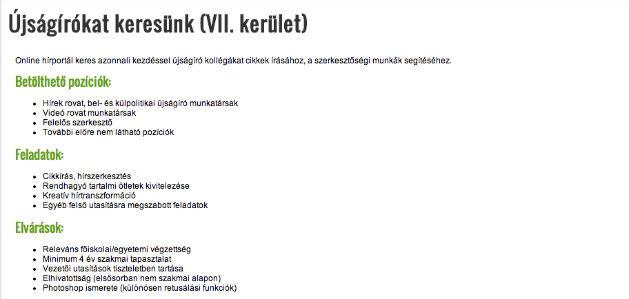 Hirdetésben keresnek csicskatermészetű újságírókat az Origóba