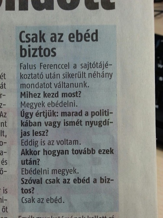 Illustration for article titled Falus Ferenc az év interjúját adta a Borsnak