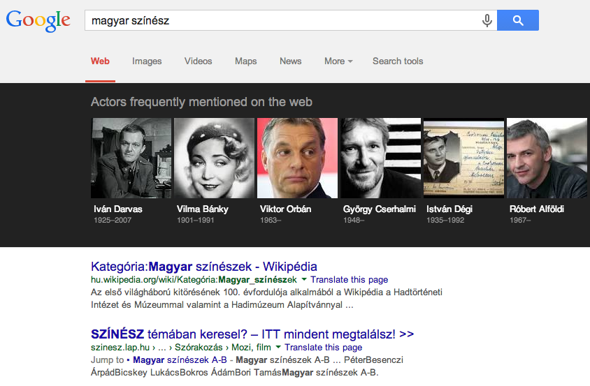 A legmenőbb magyar színészek a Google szerint