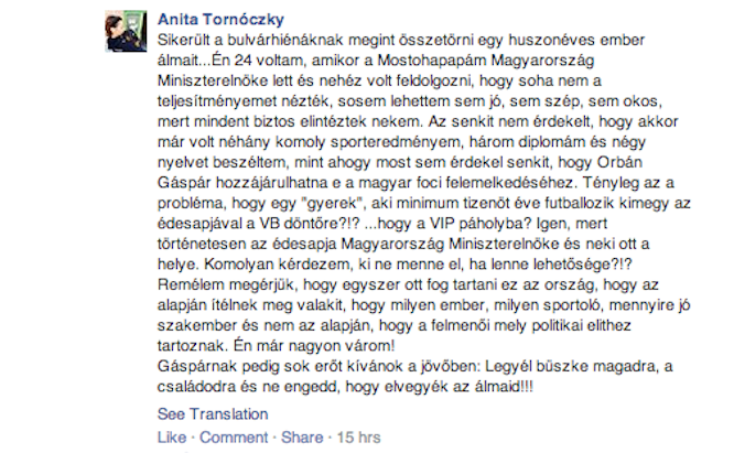 Medgyessy nevelt lánya Orbán fia védelmére kelt